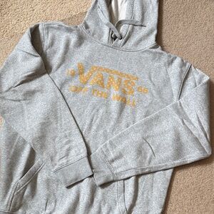 Vans Gray Pullover Hoodie with Yellow Logo Print